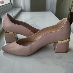 Chic Mauve Block Heel Women's Shoes